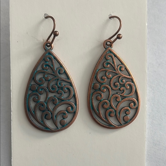 Teardrop Earrings in Copper and Teal NIP - Picture 1 of 2